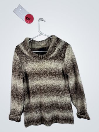 Brown and White Striped Sweater