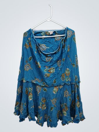 Lola P Blue Floral Rayon Wrap Skirt