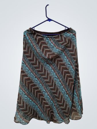 Blouse with Blue and Brown Pattern