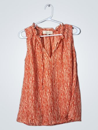 LOFT Orange Striped Tank Top