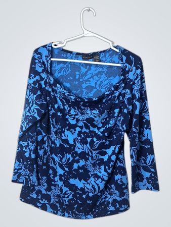 Blue Floral Long Sleeve Top