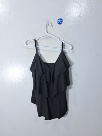 Black Ruffled Tank Top