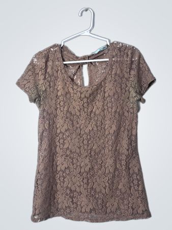 Mango Lace Short Sleeve Top