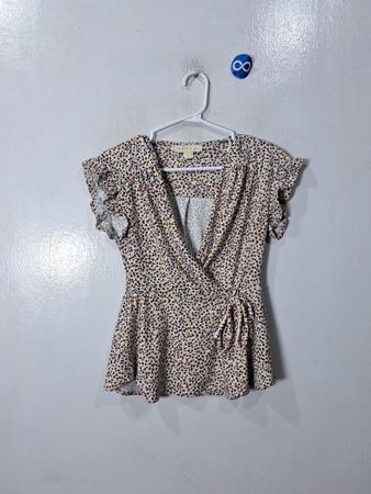 Monteau Los Angeles Floral Wrap Blouse