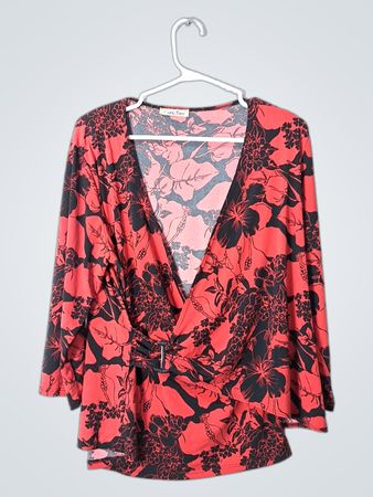 Carol Rose Floral Wrap Blouse