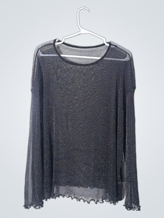 Black Sheer Long-Sleeve Top