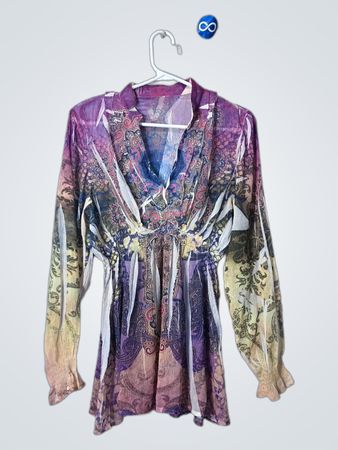 Long-Sleeve Paisley Dress