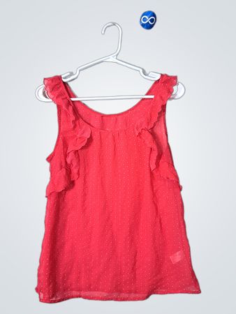 Pink Sleeveless Top with White Dots