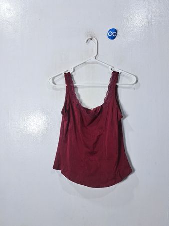 Unbranded Burgundy Lace Trim Cami Top