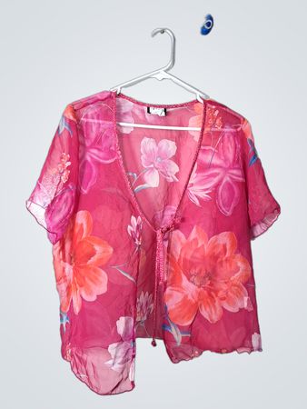 Pink Floral Sheer Top