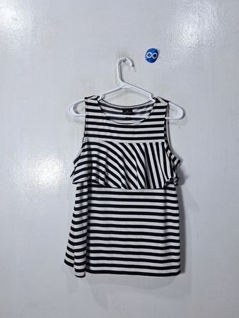 WORTHINGTON Black and White Striped Sleeveless Top