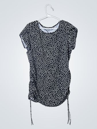 Lands' End Black Polka Dot Short Sleeve Dress