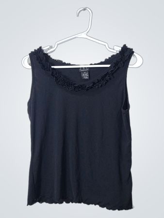 Black Ruffled Sleeveless Top