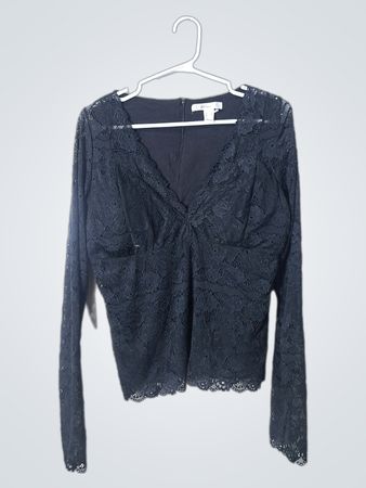 Revamped Black Lace Long Sleeve Blouse