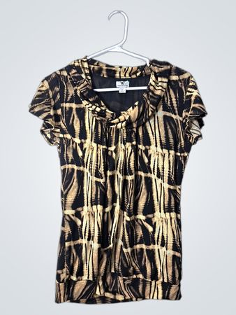 Worthington Zebra Print Short Sleeve Blouse