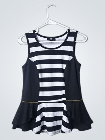 Black and White Striped Sleeveless Top
