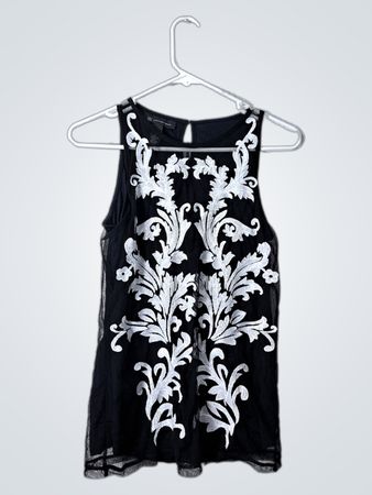 Black and White Embroidered Dress