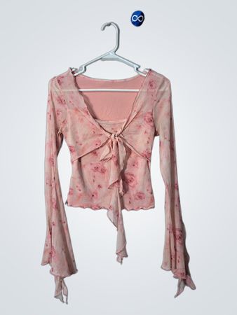 Pink Floral Long-Sleeve Top