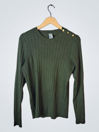 aniko Green Ribbed Long-Sleeve Top