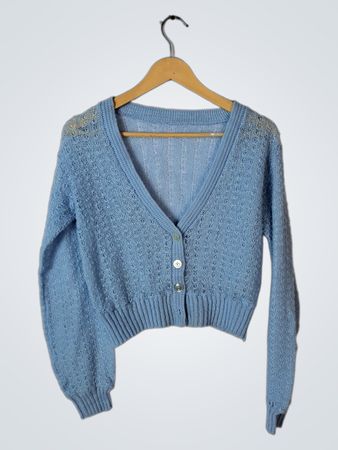 Light Blue Cropped Knit Sweater