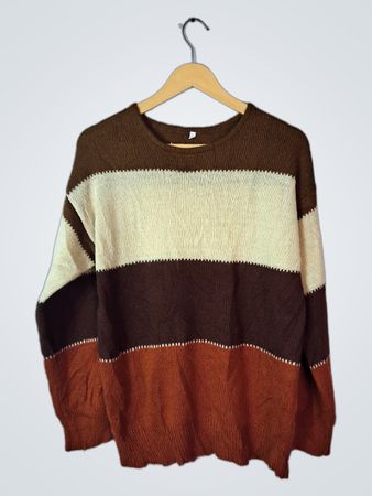 Brown, Cream, and Rust Striped Sweater