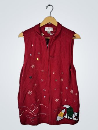 CJ Banks Red Knit Vest
