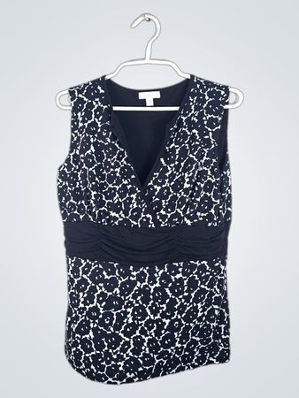 Charter Club Black and White Floral Sleeveless Wrap Top