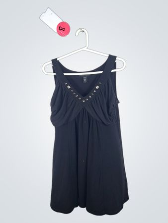 Apostrophe Black Dress with Rhinestones