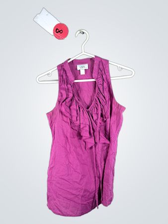 LOFT Ann Taylor Purple Ruffled Sleeveless Top