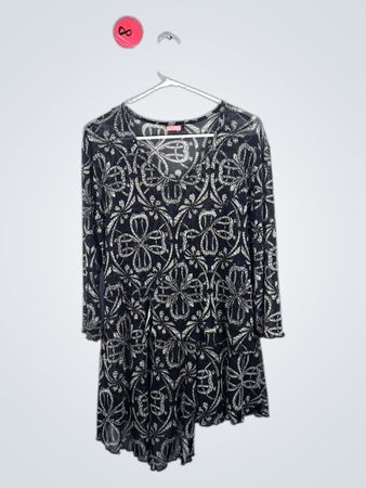 Pink Phoenix Black and White Floral Dress