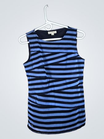 Dana Buchman Blue and Black Striped Tank Top