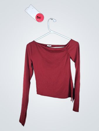 Garage Red Off-Shoulder Long Sleeve Top