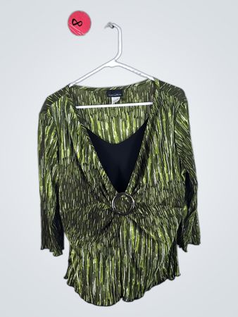 Brittany Black Green Striped Blouse