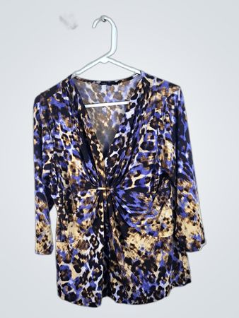 Chaus Leopard Print Wrap Blouse