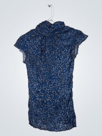 Blue Floral Short Sleeve Top