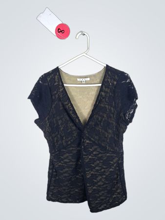 CABI Black Lace Wrap Blouse