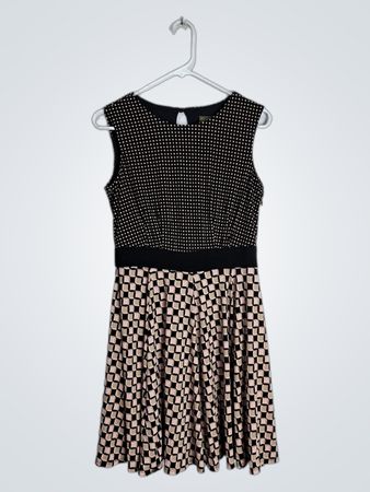 Taylor Petite Black and Pink Polka Dot Dress