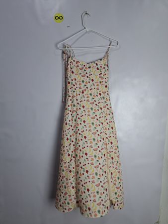 Fruit Print Spaghetti Strap Midi Dress