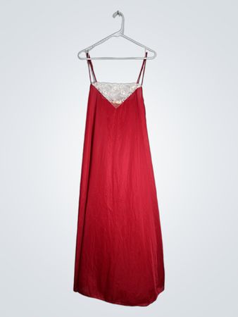 Red Lace-Trimmed Nightgown