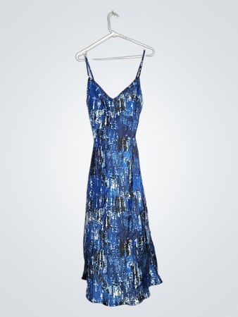 Forever 21 Blue Abstract Print Sleeveless Midi Dress