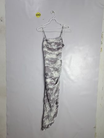 Forever 21 Gray Abstract Print Spaghetti Strap Maxi Dress