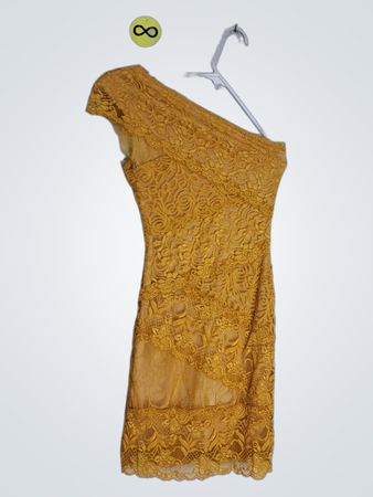 Bebe One-Shoulder Lace Mini Dress