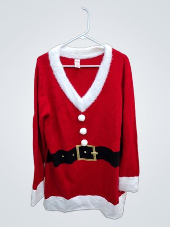 Holiday Time Red Santa Knit Cardigan