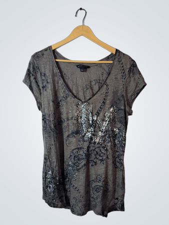 Rock & Republic Gray Floral Top