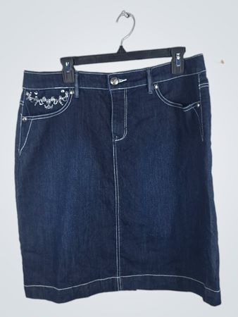 Denim Skirt with Embellished Pockets