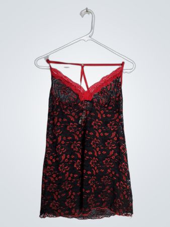 Secret Treasures Red and Black Lace Chemise