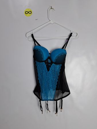 Blue and Black Lace Corset