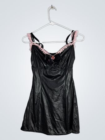 Dreamgirl Black Nightgown with Pink Lace
