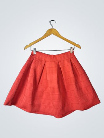Orange Pleated Skirt