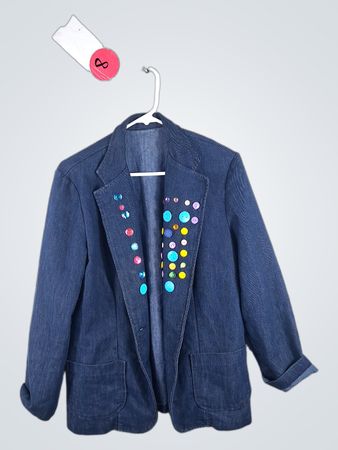 Denim Jacket with Colorful Buttons